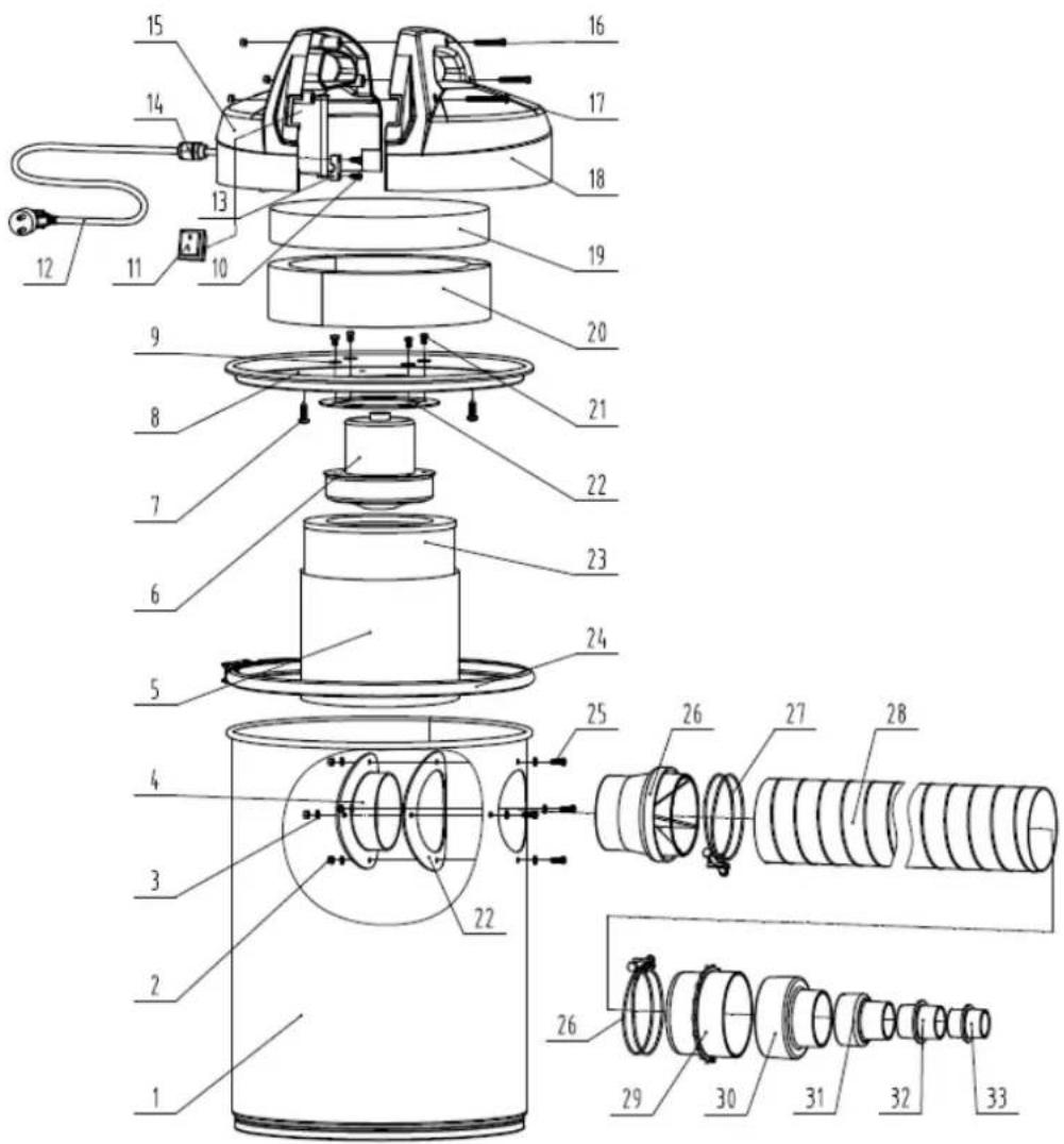 Zipper ZI-ASA305A - Explosionszeichnung / Explosion drawing - 1