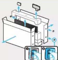 Technical diagram of a mechanical device with labeled components and directional arrows indicating motion or assembly.