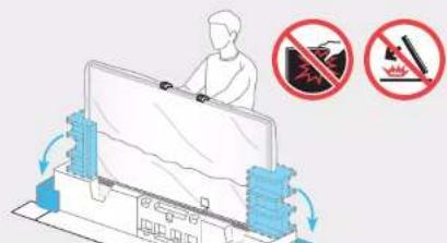 Illustration showing a person using a device with no smoking and a prohibition symbol, accompanied by icons for smoking and fire.
