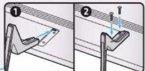 Technical diagram showing two-step installation of a mechanical component with labeled parts and motion arrows