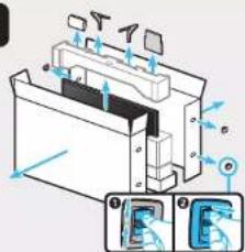 Technical diagram of a device with labeled components and directional arrows indicating movement or assembly.