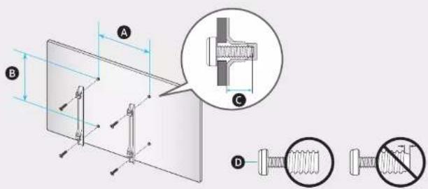 Technical diagram showing mechanical assembly with labeled components A, B, C, D and a magnified inset view of a bolted joint detail.