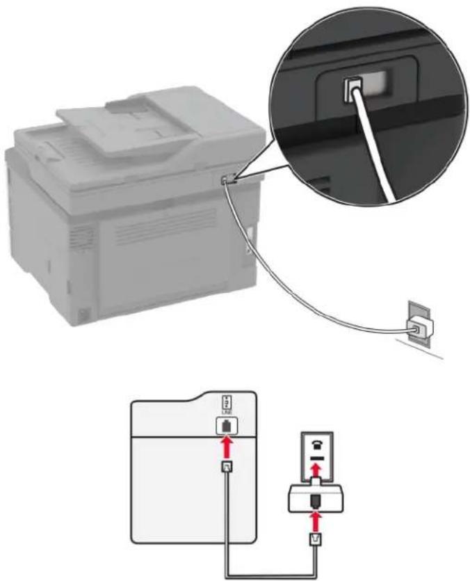 LEXMARK CX431 - Tulostimen liittäminen muuhun kuin RJ-11-pistorasiaan - 1