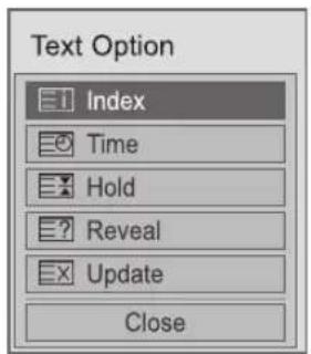 Text Option Index Time Hold Reveal Update Close