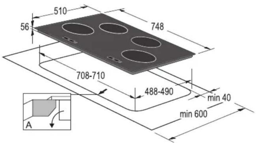 GORENJE IT612AC - Mere izreza vgradne kuhalne plošče - 2