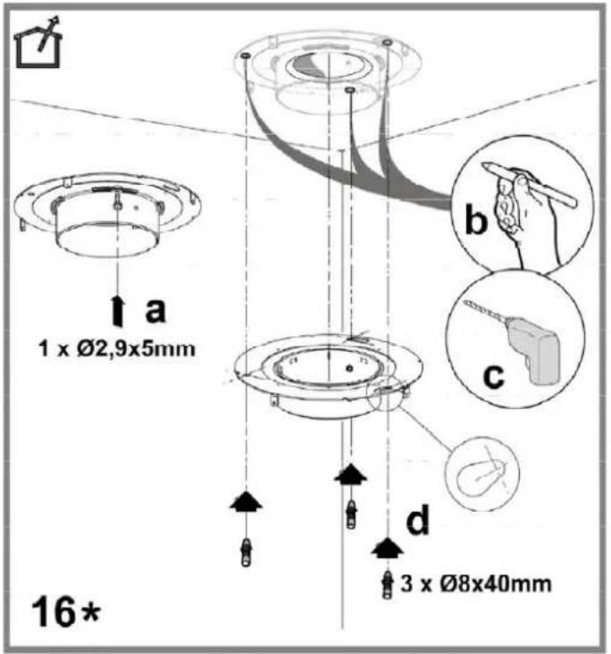 16* a 1 x Ø2,9x5mm b c d 3 x Ø8x40mm