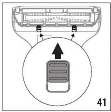 Diagram showing a device component with an arrow pointing to a labeled inset of a rectangular device, marked as 41.