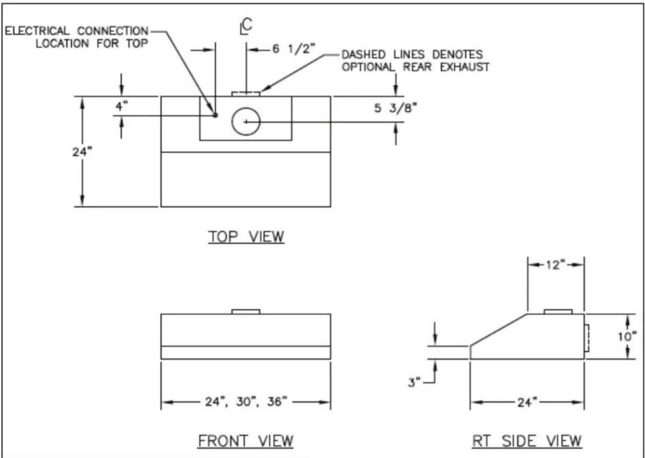 BlueStar PY048ML - DIMENSIONS OF THE LOW PROFILE SERIES HOOD - 1