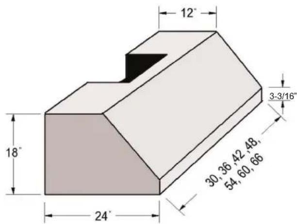 12° 18° 24° 30,36,42,48, 54,60,66 3-3/16"