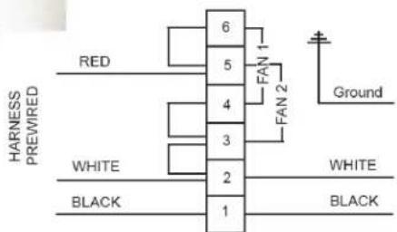 HARNESS PREWIRED RED 6 5 FAN 1 4 FAN 2 3 WHITE 2 WHITE BLACK 1 BLACK Ground