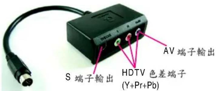 S 端子輸出 HDTV 色差端子 (Y+Pr+Pb) AV 端子輸出