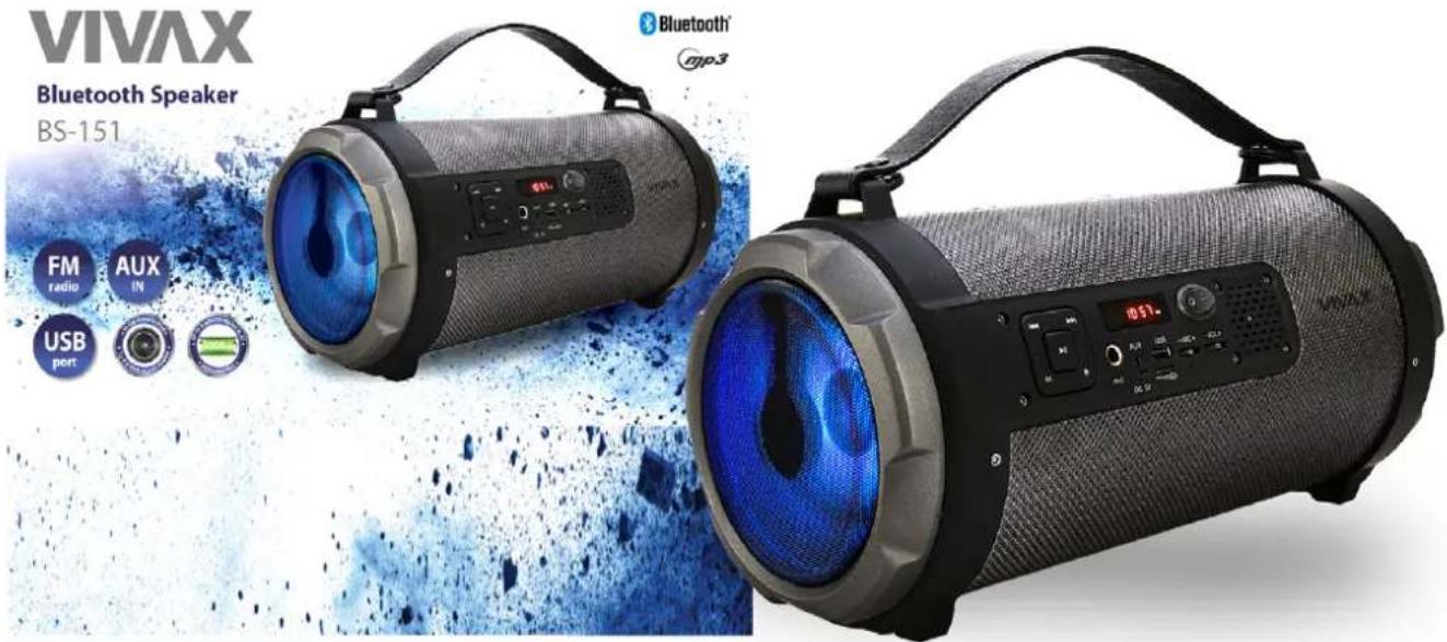 VIVAX Bluetooth Speaker BS-151 FM radio AUX IN USB port Bluetooth® cgp3 10:51.