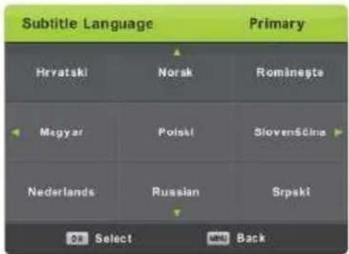 Vivax TV-32LE91T2W - Subtitle Language - 1