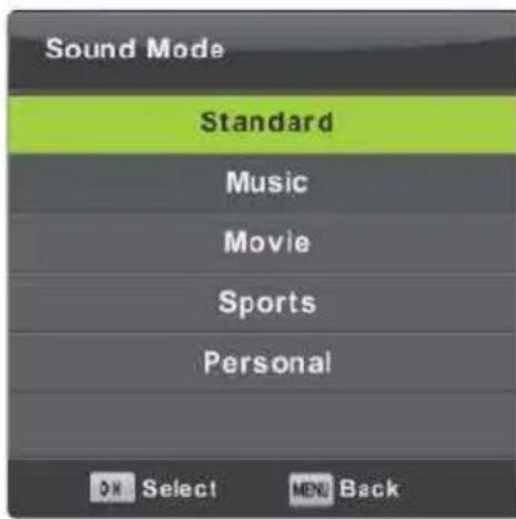 Vivax TV-32LE91T2W - Sound Mode (Mënyra e zërit) - 1