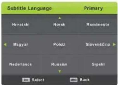 Vivax TV-32LE91T2W - Subtitle Language (Jezici podnaslova) - 1