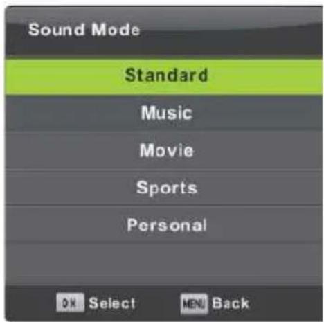 Vivax TV-32LE91T2W - Sound Mode (Mod zvuka) - 1