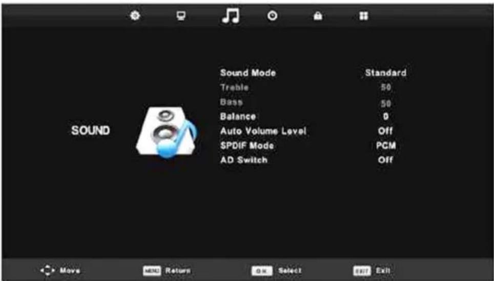 Vivax TV-32LE91T2W - Sound Menu - 1