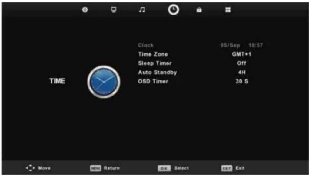 Vivax TV-32LE91T2W - Time Menu - 1