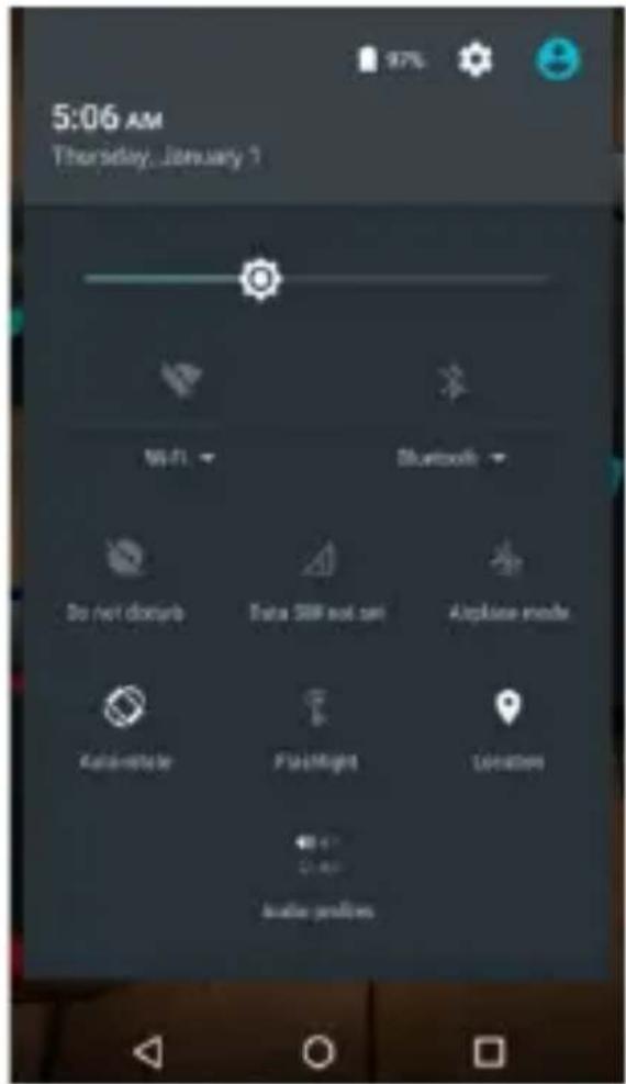 5:06 AM Thursday, January 1 97% Wi-Fi Bluetooth Do not disturb Extra SIM not set Applause mode Kanahate FlashBig Location Audio profile