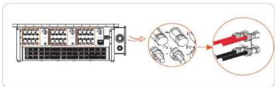 Diagram showing a server rack connected to a device with a magnified inset illustrating cable assembly details.