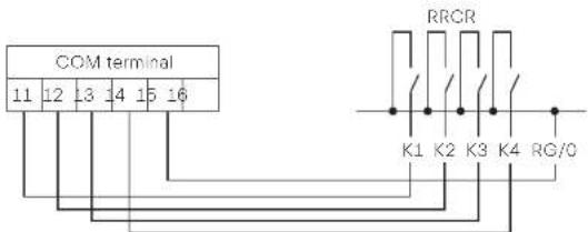 COM terminal 11 12 13 14 15 16 RRCR K1 K2 K3 K4 RG/0