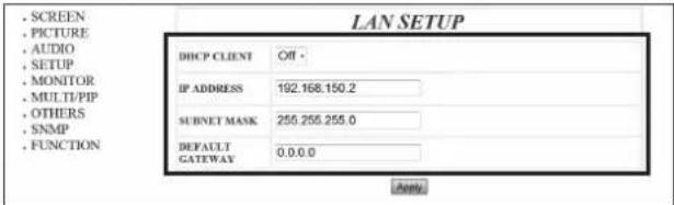 SHARP PN-U423 - Specify the DHCP CLIENT, IP ADDRESS, etc. - 1