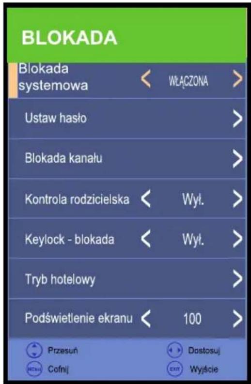Opticum LE-24Z1S - Menu ochrony / blokady - 1