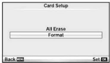 Card Setup All Erase Format Back MENU Set OK