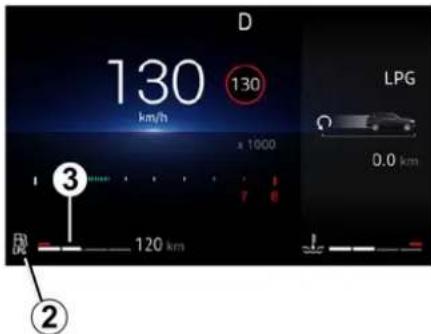 D 130 km/h 130 x 1000 LPG 0.0 km ③ 120 km ②