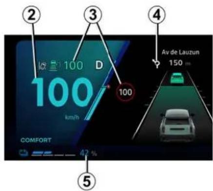 100 km/h D 100 COMFORT 42 % Av de Lauzun 150 m ② ③ ④ ⑤