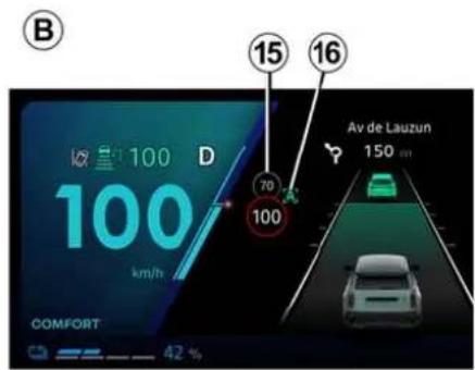 B 15 16 100 D 100 km/h Av de Lauzun 150 km COMFORT 42 %