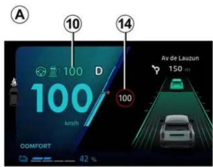 A 10 14 100 D 100 km/h Av de Lauzun 150 m COMFORT 42 %