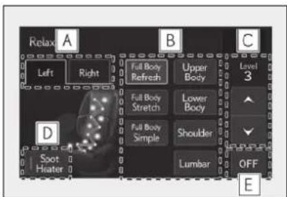 Relax A Left Right B Full Body Refresh Upper Body Full Body Stretch Lower Body Full Body Simple Shoulder Lumbar Level 3 D Soot Heater OFF E
