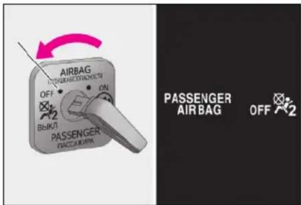 AIRBAG OFF ON BblkU PASSenger FACCAUXPK PASSENGER AIR BAG OFF