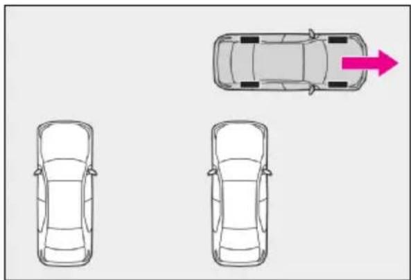 LEXUS LBX (2024) - Opustenie parkovacieho miesta použitím funkcie kolmého vý- jazdu (dopredu/dozadu) - 3