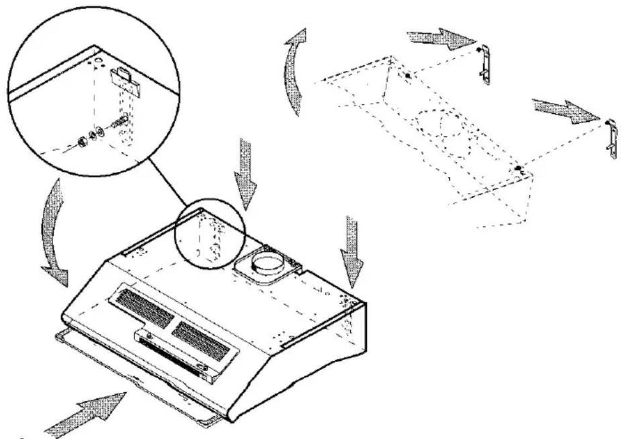Diagram illustrating a device's internal structure and airflow, showing components like a fan, monitor, and tower with directional arrows.