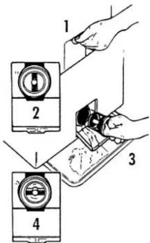 Diagram showing a hand using a device to adjust a component, with labeled parts 1, 2, and 3.