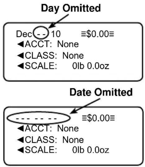 Day Omitted Dec -- 10 ≡$0.00≡ ◀ACCT: None ◀CLASS: None ◀SCALE: 0lb 0.0oz Date Omitted --- --- --- ≡$0.00≡ ◀ACCT: None ◀CLASS: None ◀SCALE: 0lb 0.0oz