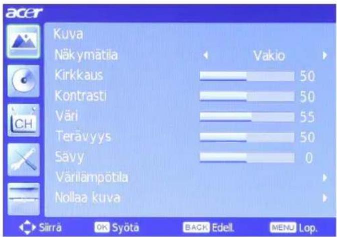 ACER AT2026M - Ruudun valikoissa liikkuminen kauko-ohjainta käyttäen - 2