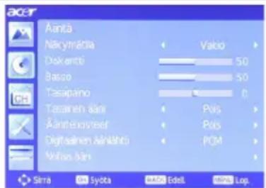 ACER AT2026M - Ääniasetusten säätäminen - 1