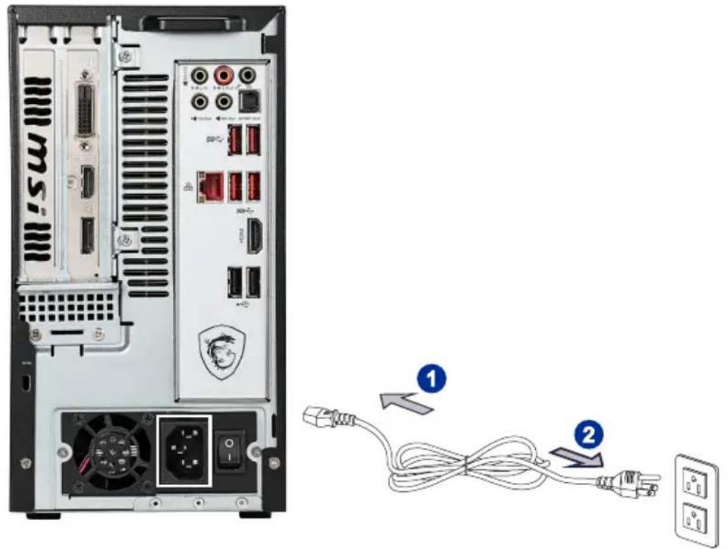 MSI Infinite S 8th - > Liittäminen verkkovirtaan ja virran kytkeminen päälle - 1