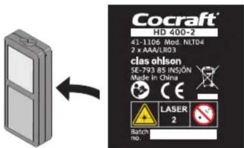 Cocraft® HD 400-2 41-1106 Mod. NLT04 2 x AAA/LR03 clas ohlson 5E-793 85 INSJON Made in China Laser 2 Batch no.