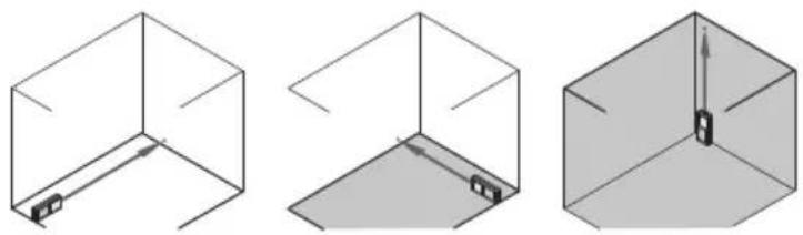 Diagram showing two labeled components (1 and 2) with arrows indicating direction of movement from a rectangular object to a building interior.