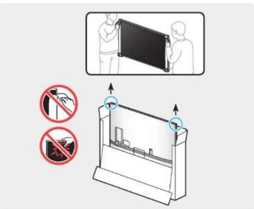 Diagram illustrating a safety or monitoring setup with labeled icons and prohibition signs for handling devices.