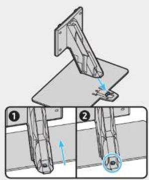 Technical diagram showing mechanical assembly with labeled parts and directional arrows, including numbered annotations ① and ②.