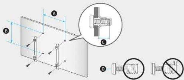 Technical diagram showing mechanical assembly with labeled components A, B, C, and D, including a magnified inset of a bolt detail view.