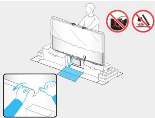 Diagram illustrating a person using a monitor to clean or stop using a tool, with no text labels and prohibition symbols.