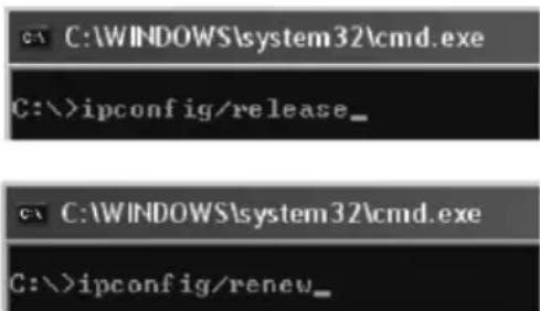 C:\WINDOWS\system32\cmd.exe C:\>ipconfig/release_