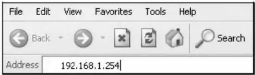 File Edit View Favorites Tools Help Back Search Address 192.168.1.254