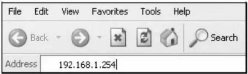 File Edit View Favorites Tools Help Back Search Address 192.168.1.254